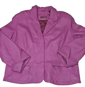 I.E. jacket 100% leather pink sz 2X three hidden buttons